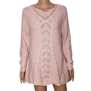Bedford Fair Womens Size PM Medium Sweater pink long‎ sleeve